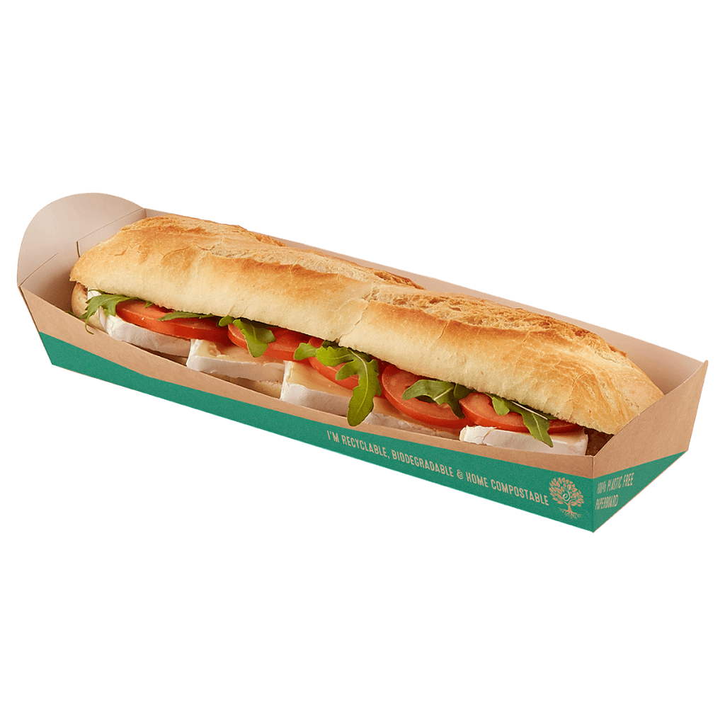 plastic free paperboard baguette tray